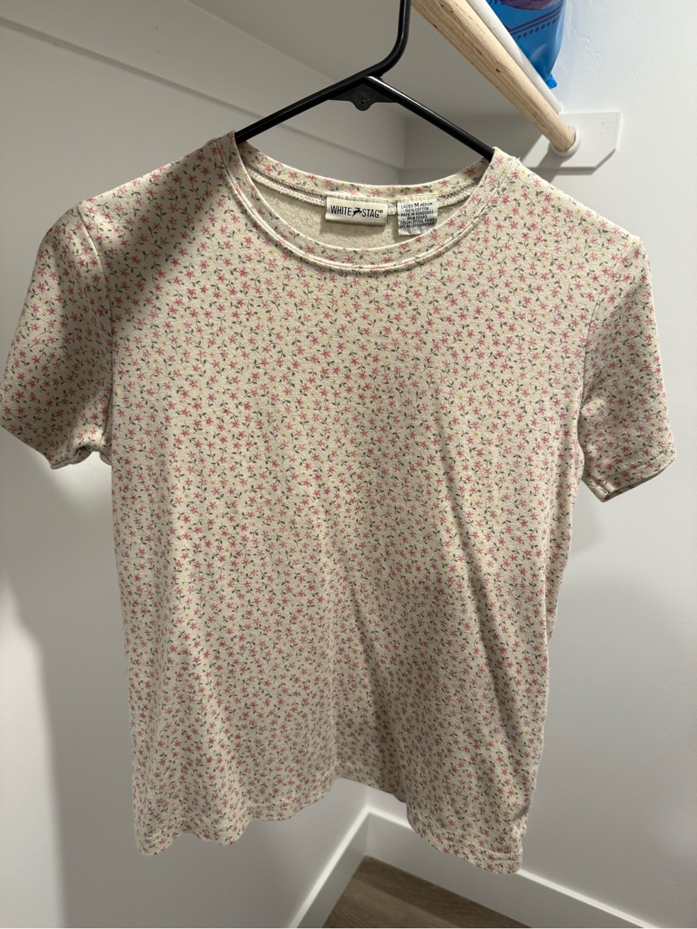 White Stag Cream Short-Sleeve Tee with Pink Floral Print